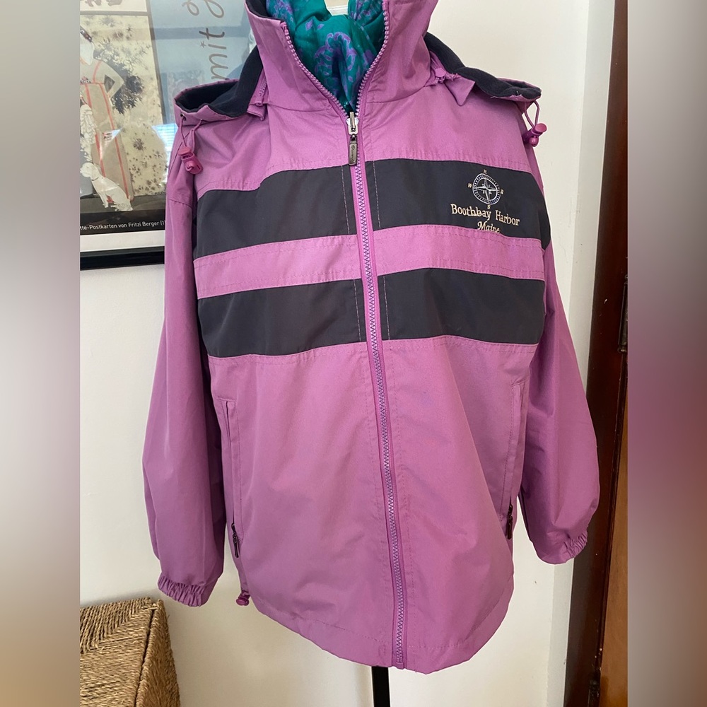 CHENERAL BOOTHBAY HARBOR, Maine Fleece-Lined, Reversible, Hooded Jacket sz XS